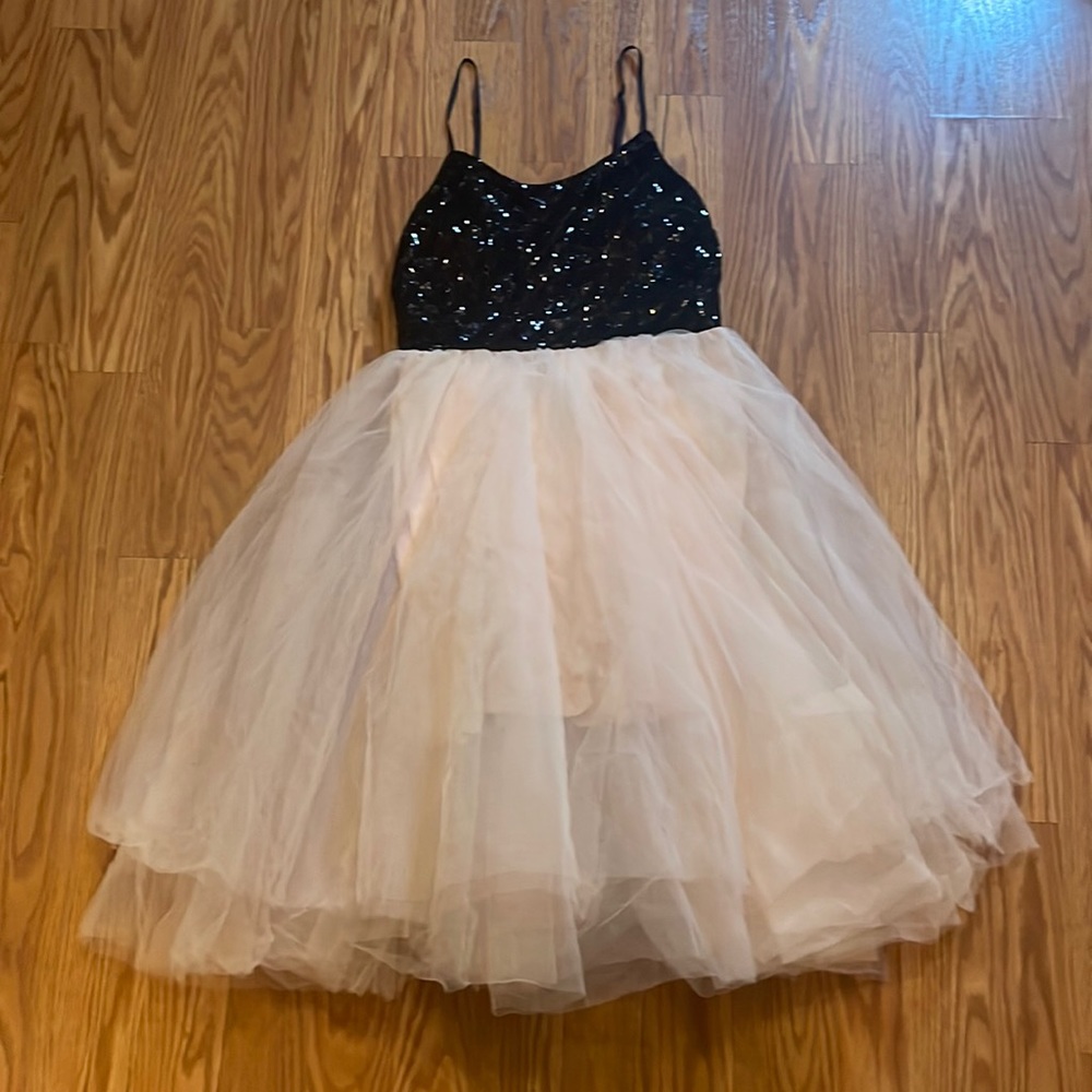 NEW Rue21 Pink‎ Black Sequin Tulle Homecoming Dress Sz 9 Formal Quinceañera